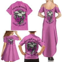 Stuck Between Idk Idc And IDGAF Pink Family Matching Summer Maxi Dress and Hawaiian Shirt - Wonder Print Shop