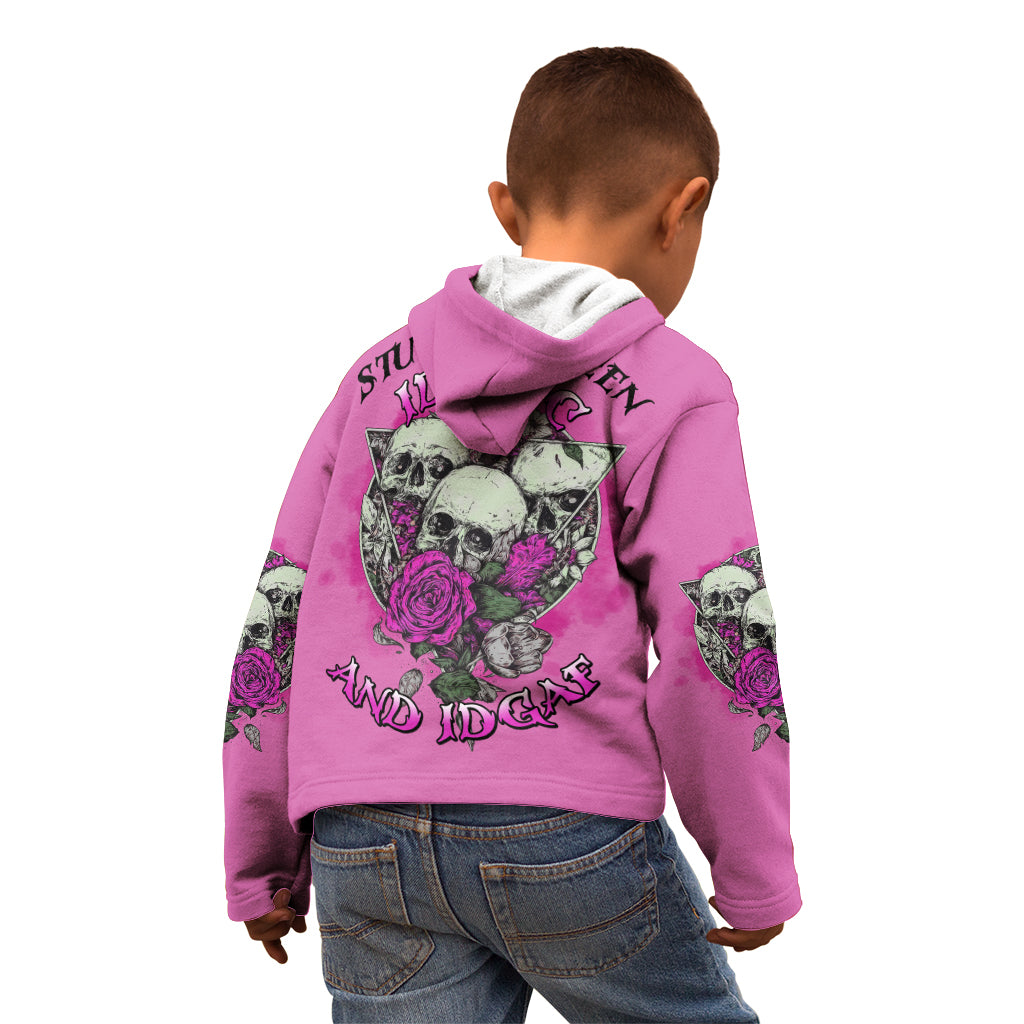 Stuck Between Idk Idc And IDGAF Pink Kid Hoodie - Wonder Print Shop