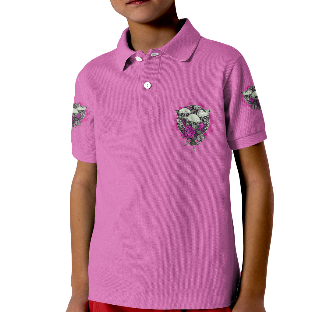 Stuck Between Idk Idc And IDGAF Pink Kid Polo Shirt - Wonder Print Shop