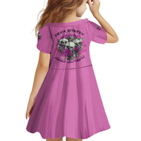 Stuck Between Idk Idc And IDGAF Pink Kid Short Sleeve Dress - Wonder Print Shop