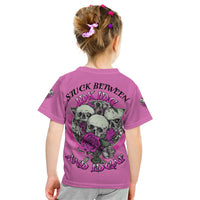 Stuck Between Idk Idc And IDGAF Pink Kid T Shirt - Wonder Print Shop