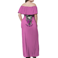 Stuck Between Idk Idc And IDGAF Pink Off Shoulder Maxi Dress - Wonder Print Shop
