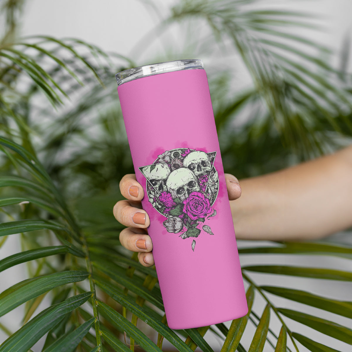 Stuck Between Idk Idc And IDGAF Pink Skinny Tumbler - Wonder Print Shop