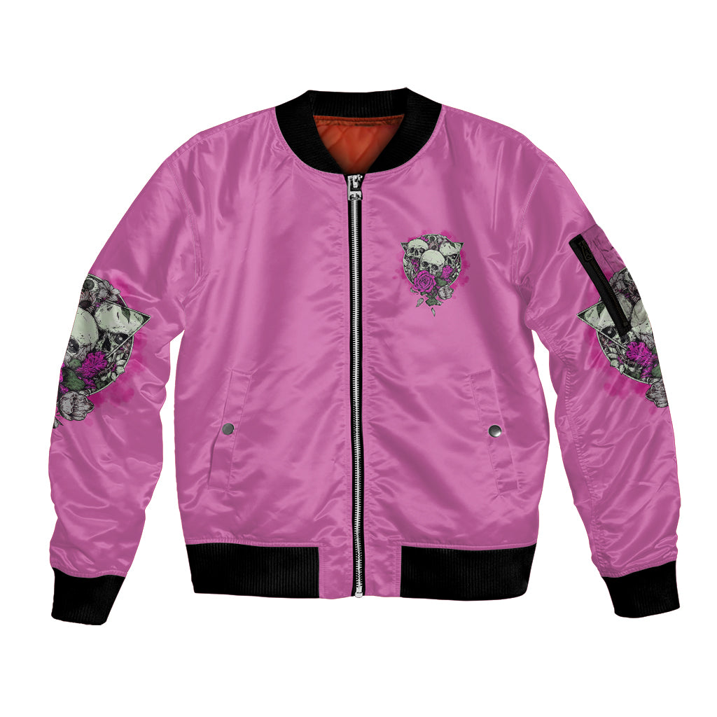 Stuck Between Idk Idc And IDGAF Pink Sleeve Zip Bomber Jacket - Wonder Print Shop