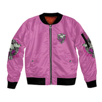 Stuck Between Idk Idc And IDGAF Pink Sleeve Zip Bomber Jacket - Wonder Print Shop