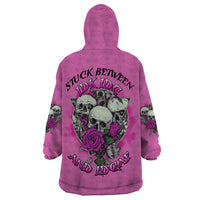 Stuck Between Idk Idc And IDGAF Pink Wearable Blanket Hoodie - Wonder Print Shop