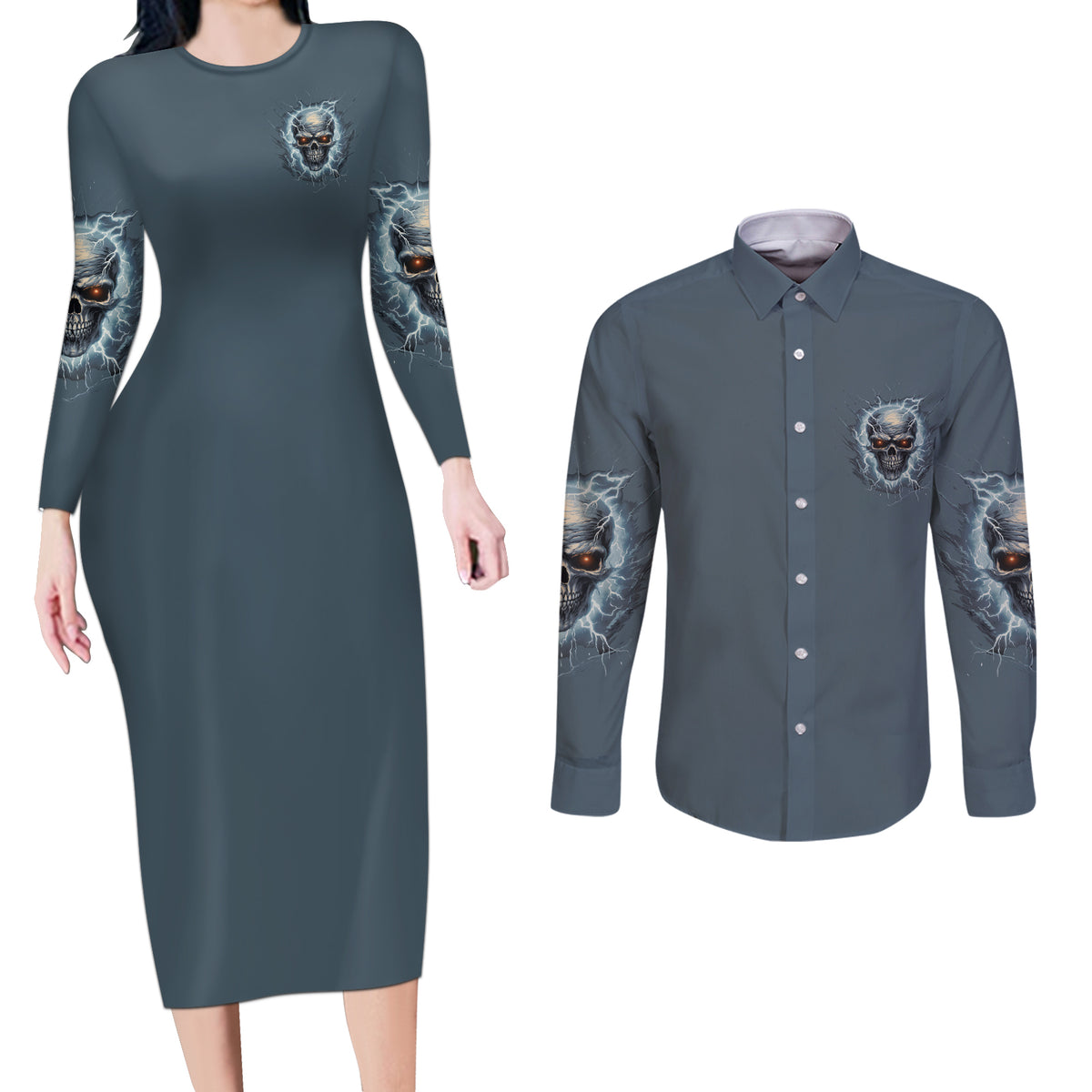 My Alone Time Is For Everyone's Safety Couples Matching Long Sleeve Bodycon Dress and Long Sleeve Button Shirt - Wonder Print Shop