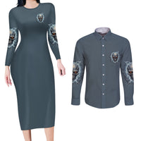 My Alone Time Is For Everyone's Safety Couples Matching Long Sleeve Bodycon Dress and Long Sleeve Button Shirt - Wonder Print Shop