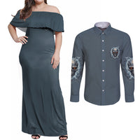 My Alone Time Is For Everyone's Safety Couples Matching Off Shoulder Maxi Dress and Long Sleeve Button Shirt - Wonder Print Shop