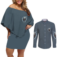 My Alone Time Is For Everyone's Safety Couples Matching Off Shoulder Short Dress and Long Sleeve Button Shirt - Wonder Print Shop