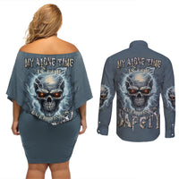 My Alone Time Is For Everyone's Safety Couples Matching Off Shoulder Short Dress and Long Sleeve Button Shirt - Wonder Print Shop