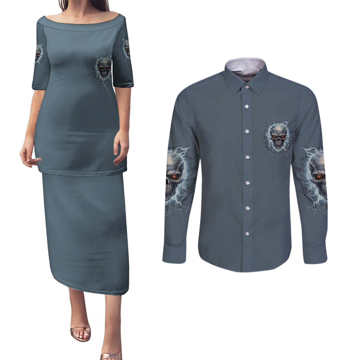 My Alone Time Is For Everyone's Safety Couples Matching Puletasi Dress and Long Sleeve Button Shirt - Wonder Print Shop