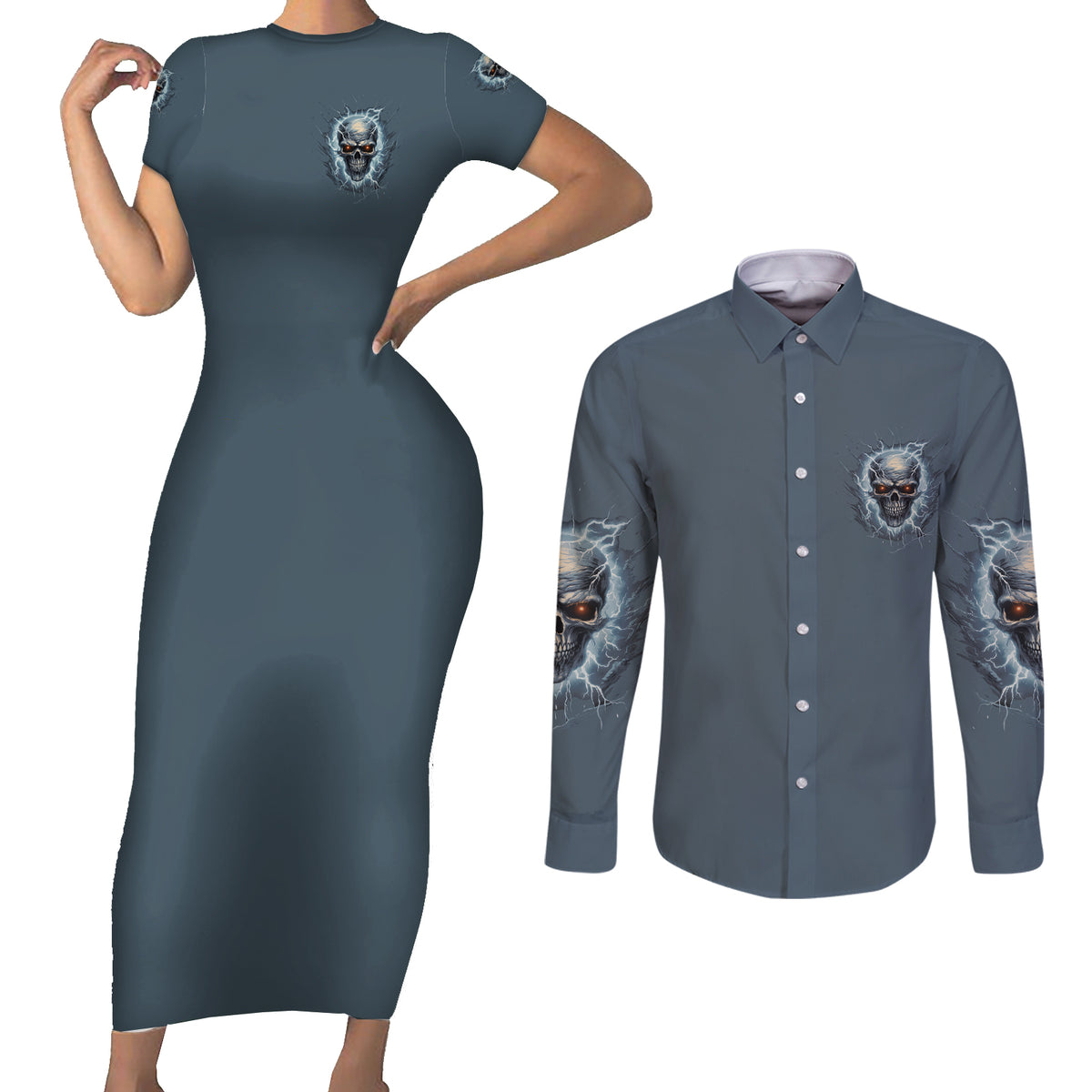 My Alone Time Is For Everyone's Safety Couples Matching Short Sleeve Bodycon Dress and Long Sleeve Button Shirt - Wonder Print Shop