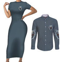 My Alone Time Is For Everyone's Safety Couples Matching Short Sleeve Bodycon Dress and Long Sleeve Button Shirt - Wonder Print Shop