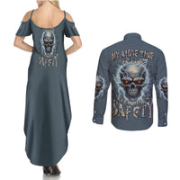 My Alone Time Is For Everyone's Safety Couples Matching Summer Maxi Dress and Long Sleeve Button Shirt - Wonder Print Shop