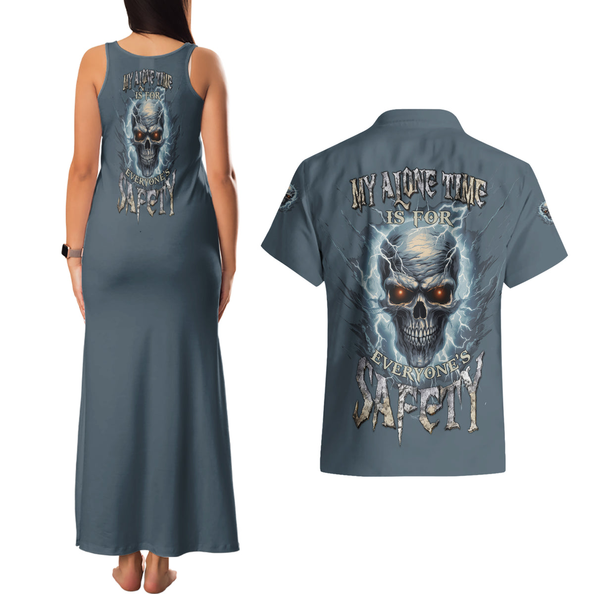 My Alone Time Is For Everyone's Safety Couples Matching Tank Maxi Dress and Hawaiian Shirt - Wonder Print Shop