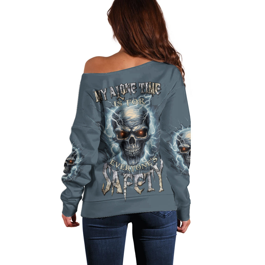 My Alone Time Is For Everyone's Safety Off Shoulder Sweater - Wonder Print Shop
