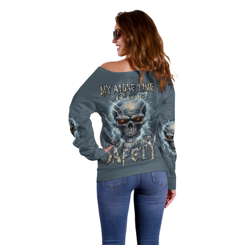 My Alone Time Is For Everyone's Safety Off Shoulder Sweater - Wonder Print Shop