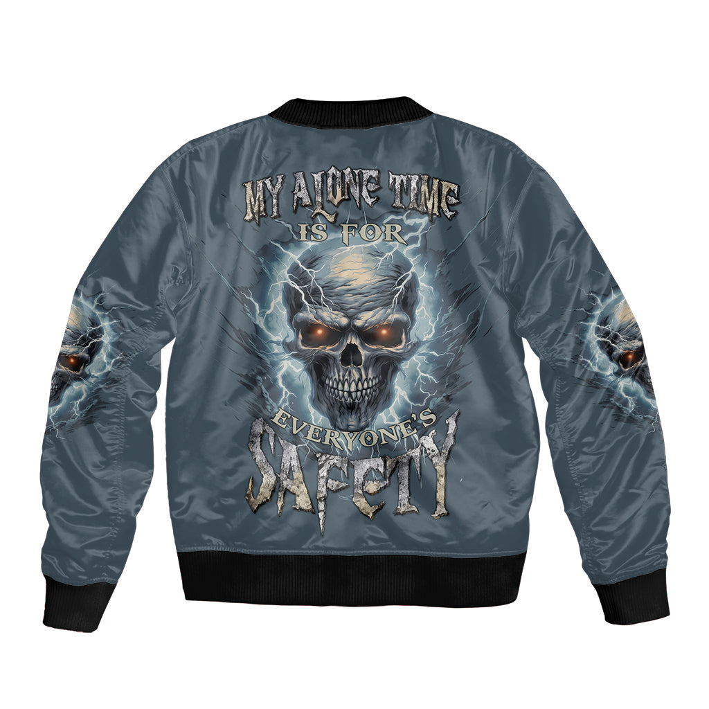 My Alone Time Is For Everyone's Safety Sleeve Zip Bomber Jacket - Wonder Print Shop
