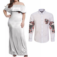 I Don't Have A Short Temper Couples Matching Off Shoulder Maxi Dress and Long Sleeve Button Shirt - Wonder Print Shop