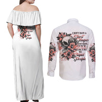 I Don't Have A Short Temper Couples Matching Off Shoulder Maxi Dress and Long Sleeve Button Shirt - Wonder Print Shop