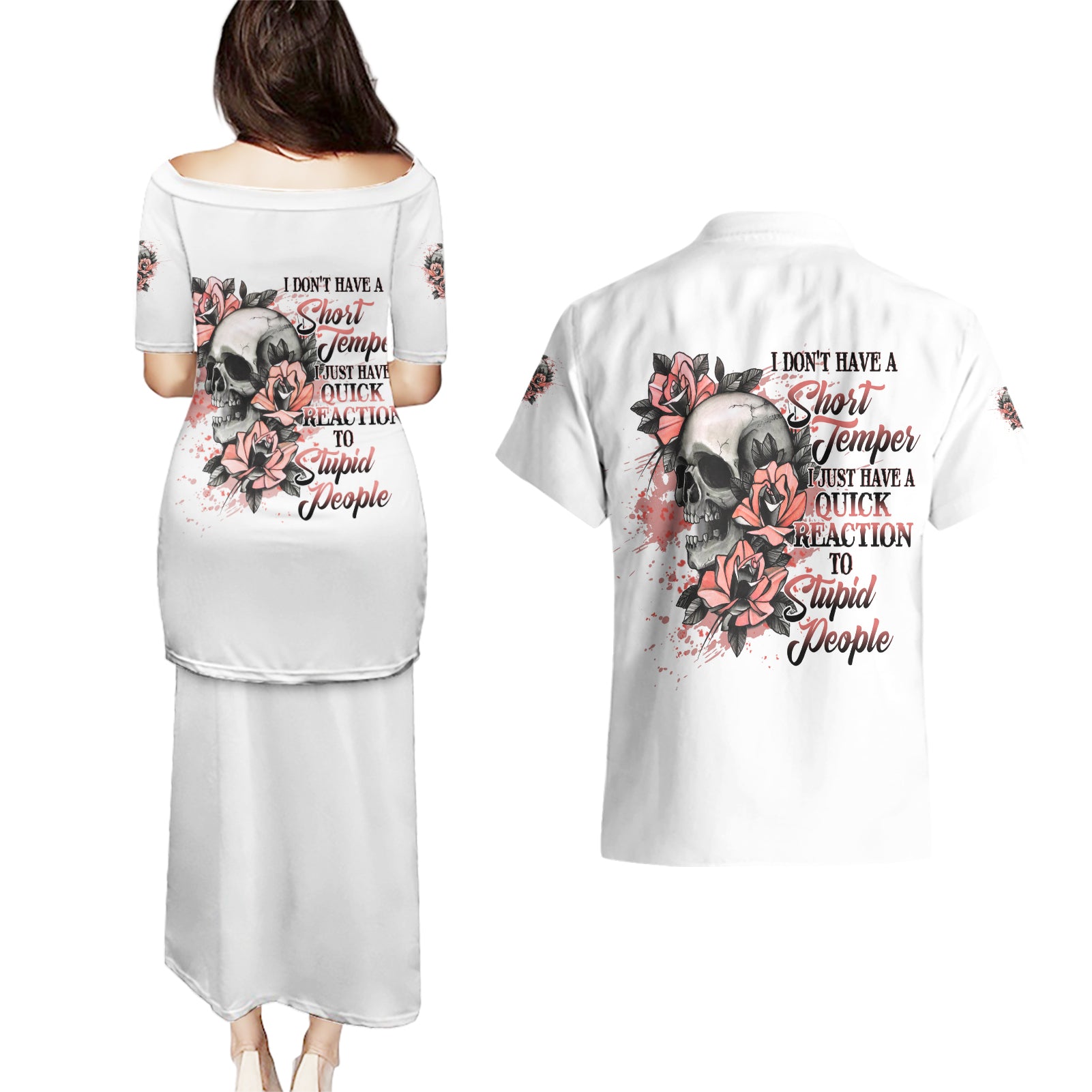 I Don't Have A Short Temper Couples Matching Puletasi Dress and Hawaiian Shirt - Wonder Print Shop