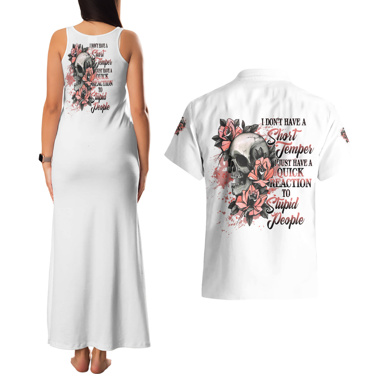 I Don't Have A Short Temper Couples Matching Tank Maxi Dress and Hawaiian Shirt - Wonder Print Shop