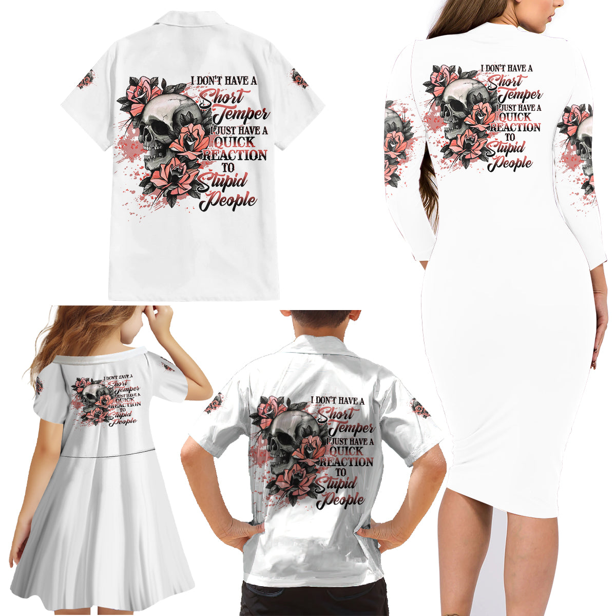 I Don't Have A Short Temper Family Matching Long Sleeve Bodycon Dress and Hawaiian Shirt - Wonder Print Shop