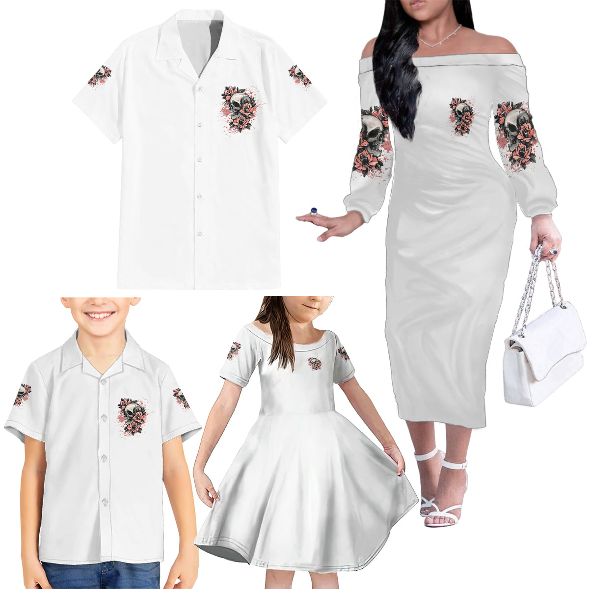 I Don't Have A Short Temper Family Matching Off Shoulder Long Sleeve Dress and Hawaiian Shirt - Wonder Print Shop