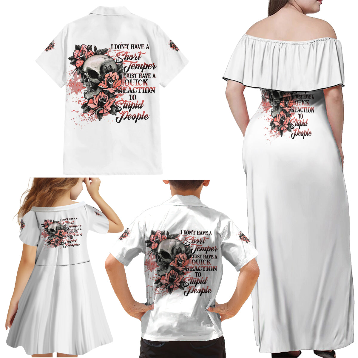 I Don't Have A Short Temper Family Matching Off Shoulder Maxi Dress and Hawaiian Shirt - Wonder Print Shop