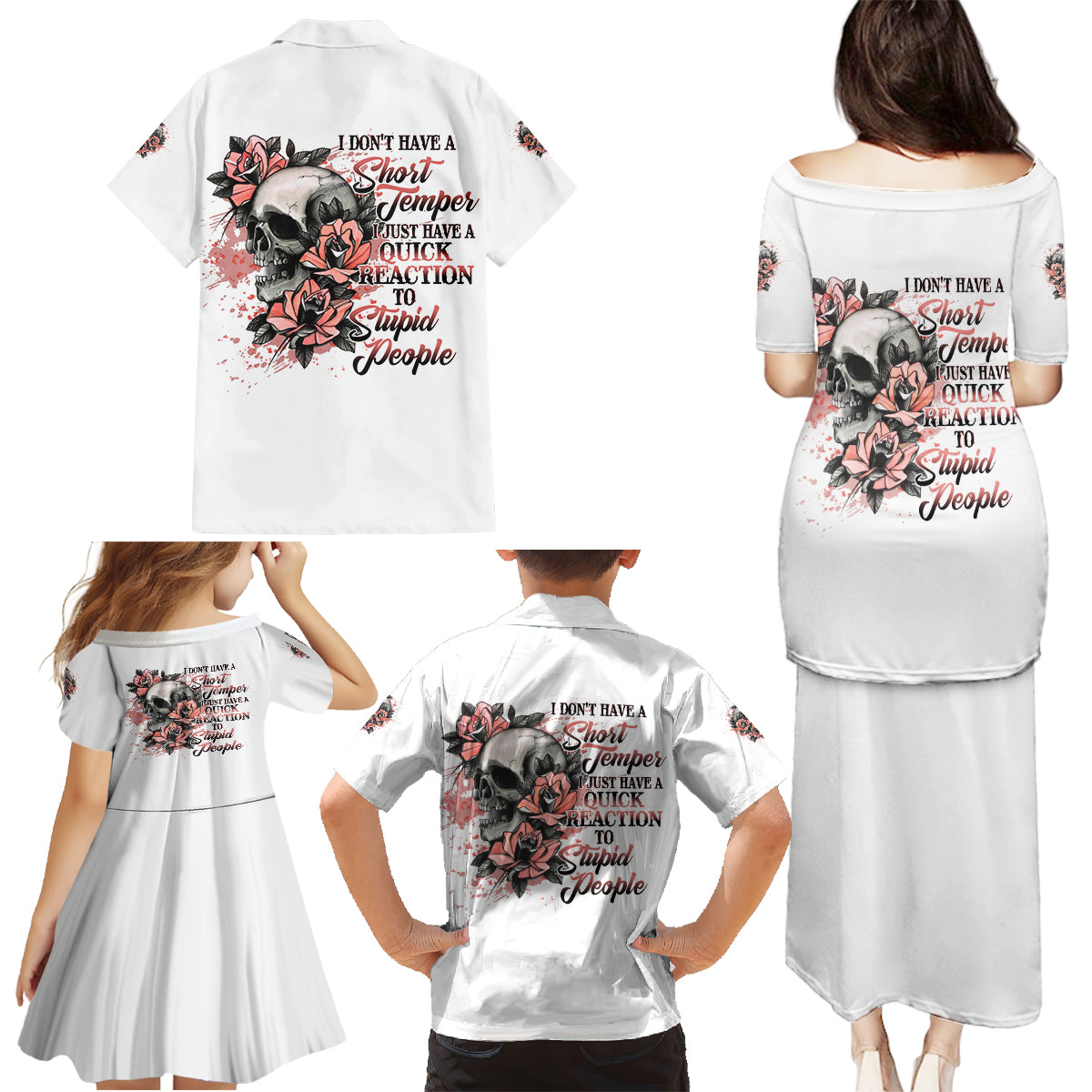 I Don't Have A Short Temper Family Matching Puletasi Dress and Hawaiian Shirt - Wonder Print Shop