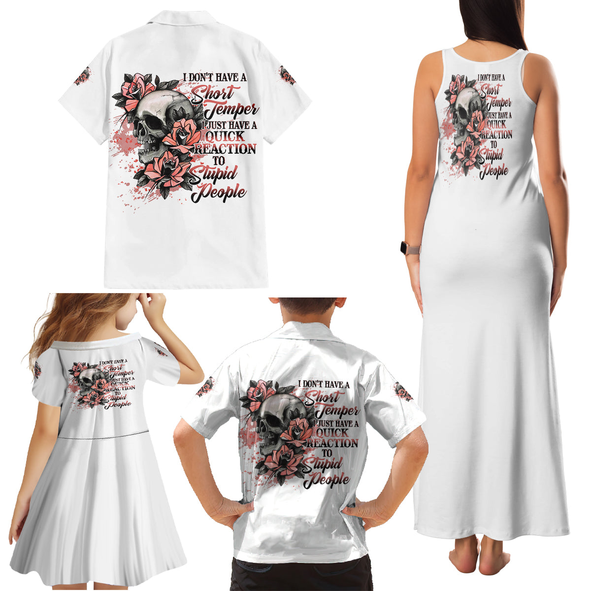I Don't Have A Short Temper Family Matching Tank Maxi Dress and Hawaiian Shirt - Wonder Print Shop