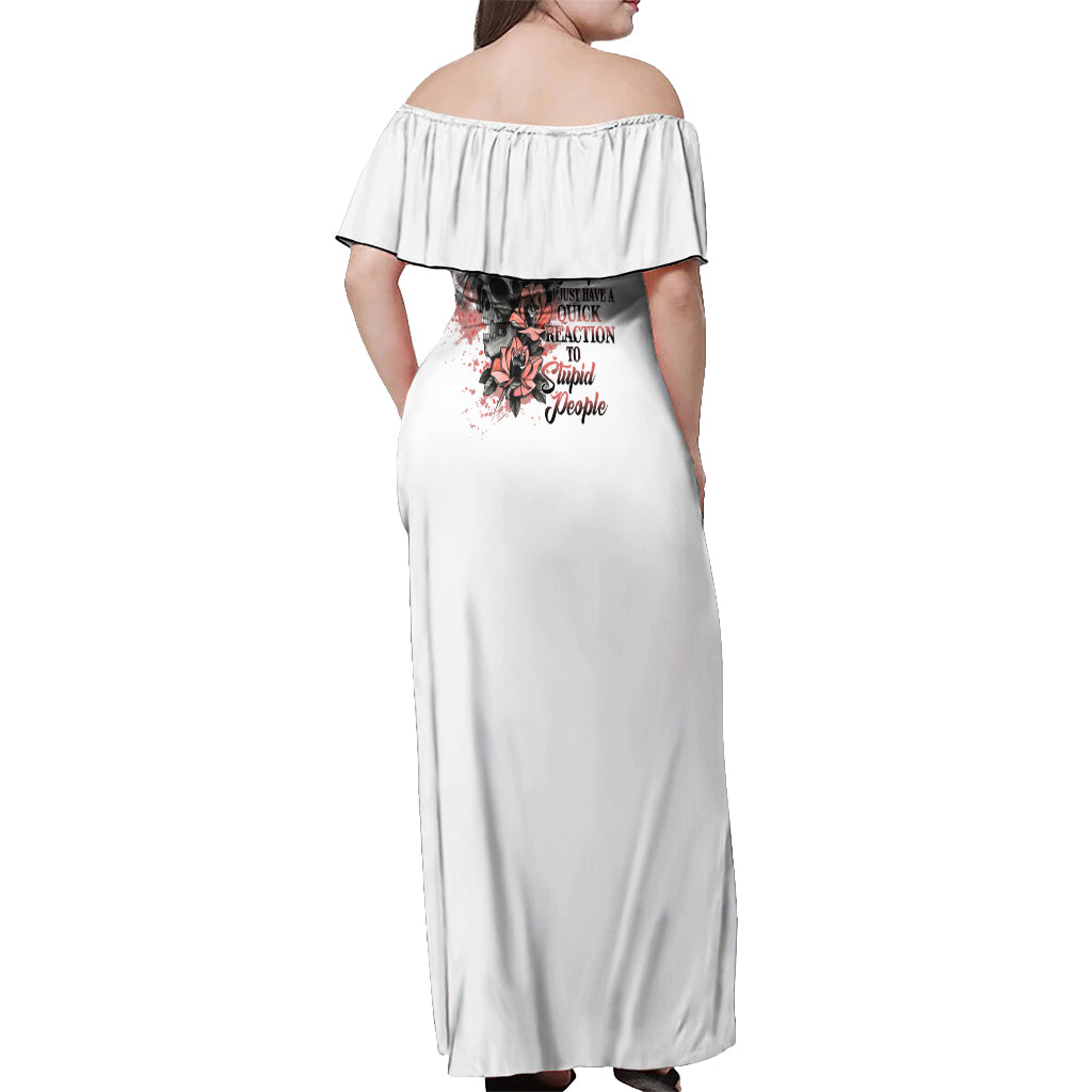 I Don't Have A Short Temper Off Shoulder Maxi Dress - Wonder Print Shop