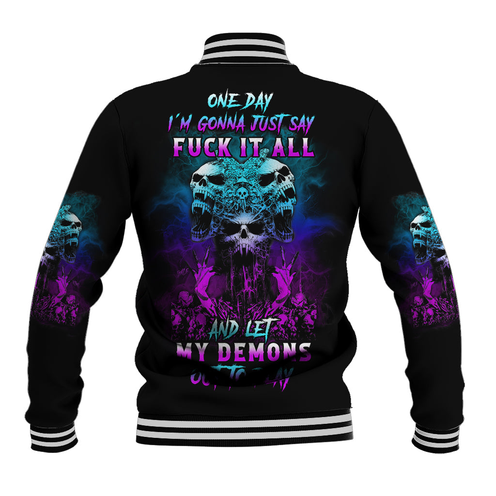 One Day Let My Demons Out To Play Baseball Jacket - Wonder Print Shop