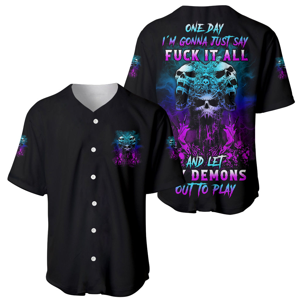One Day Let My Demons Out To Play Baseball Jersey - Wonder Print Shop