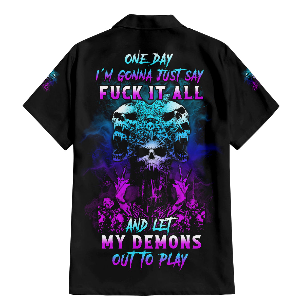 One Day Let My Demons Out To Play Family Matching Mermaid Dress and Hawaiian Shirt - Wonder Print Shop