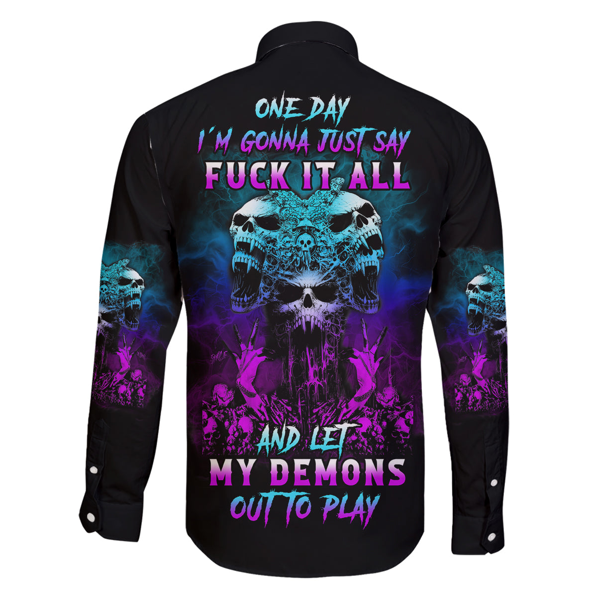 One Day Let My Demons Out To Play Family Matching Off Shoulder Maxi Dress and Hawaiian Shirt - Wonder Print Shop