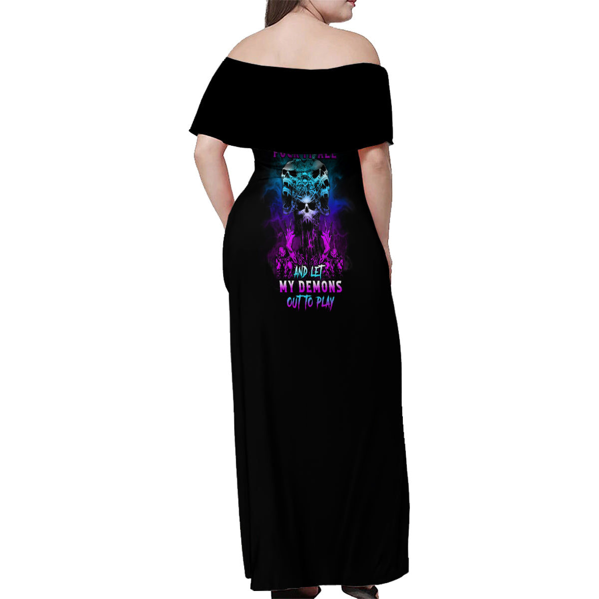 One Day Let My Demons Out To Play Family Matching Off Shoulder Maxi Dress and Hawaiian Shirt - Wonder Print Shop