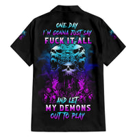 One Day Let My Demons Out To Play Family Matching Short Sleeve Bodycon Dress and Hawaiian Shirt - Wonder Print Shop