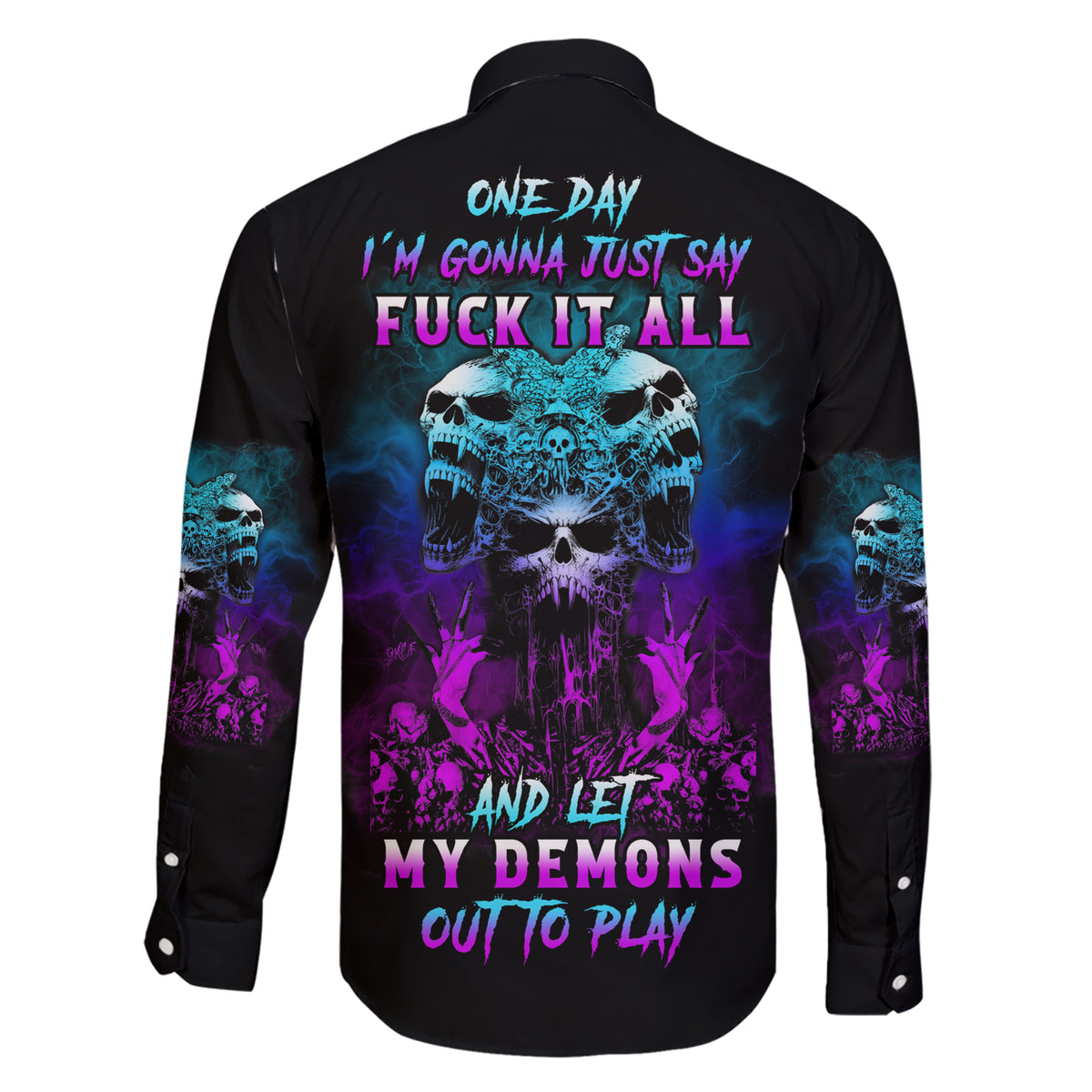 One Day Let My Demons Out To Play Family Matching Short Sleeve Bodycon Dress and Hawaiian Shirt - Wonder Print Shop