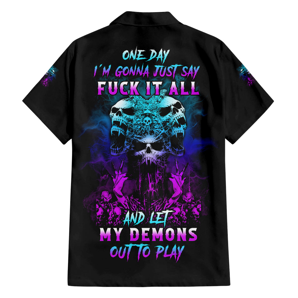 One Day Let My Demons Out To Play Family Matching Summer Maxi Dress and Hawaiian Shirt - Wonder Print Shop