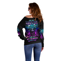 One Day Let My Demons Out To Play Off Shoulder Sweater - Wonder Print Shop