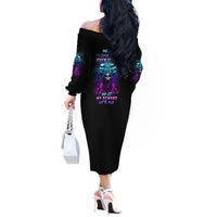 One Day Let My Demons Out To Play Off The Shoulder Long Sleeve Dress - Wonder Print Shop