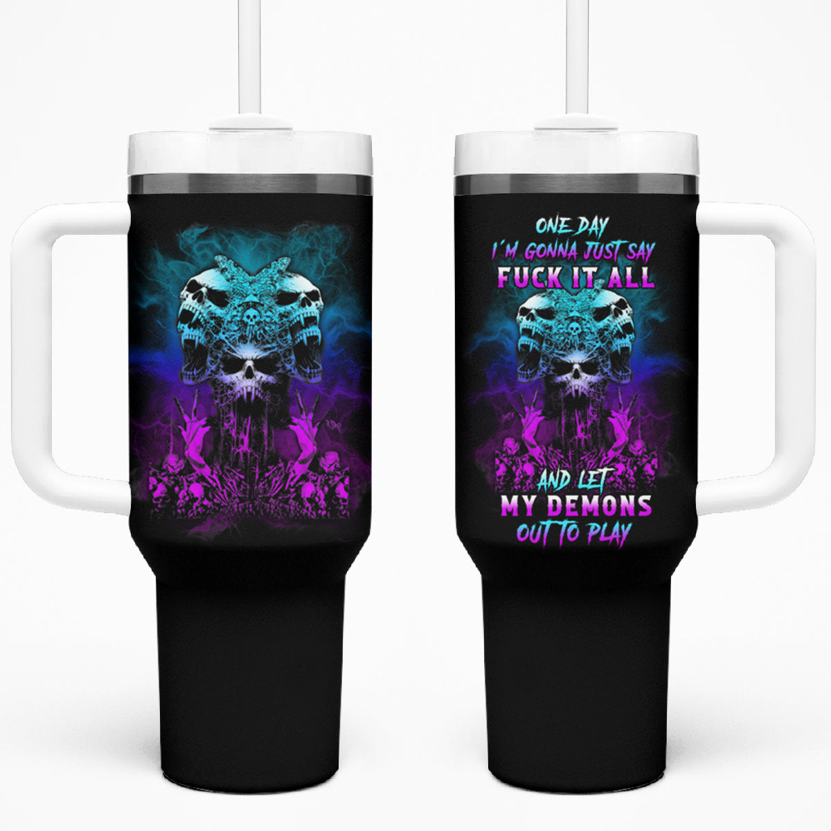One Day Let My Demons Out To Play Tumbler With Handle - Wonder Print Shop