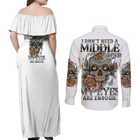 I Don't Need A Middle Skull Couples Matching Off Shoulder Maxi Dress and Long Sleeve Button Shirt - Wonder Print Shop
