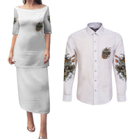 I Don't Need A Middle Skull Couples Matching Puletasi Dress and Long Sleeve Button Shirt - Wonder Print Shop