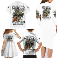 I Don't Need A Middle Skull Family Matching Long Sleeve Bodycon Dress and Hawaiian Shirt - Wonder Print Shop