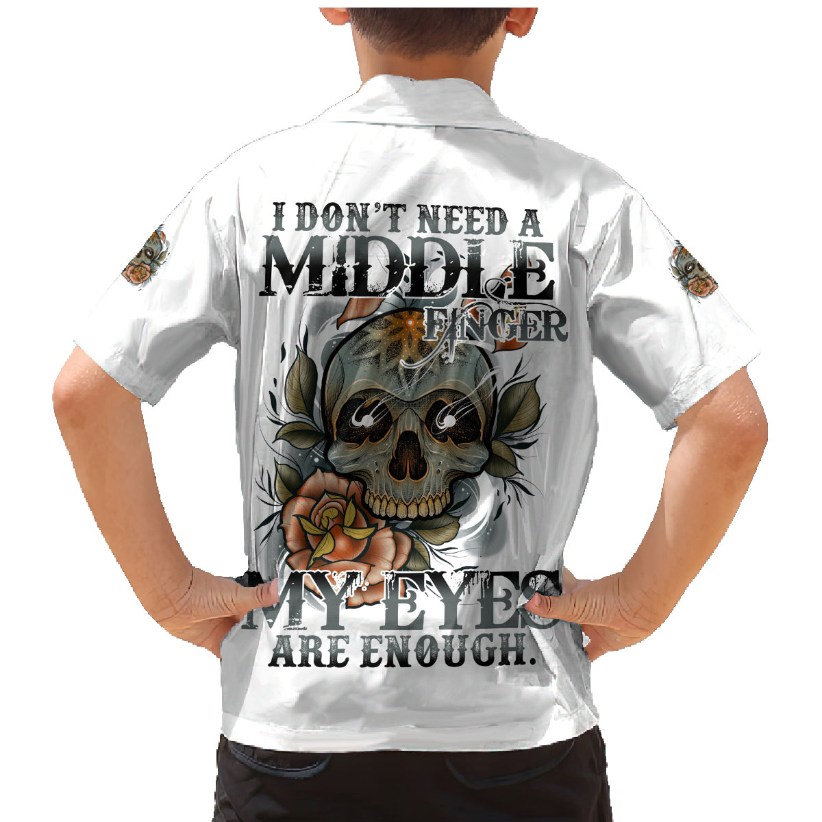 I Don't Need A Middle Skull Family Matching Mermaid Dress and Hawaiian Shirt - Wonder Print Shop