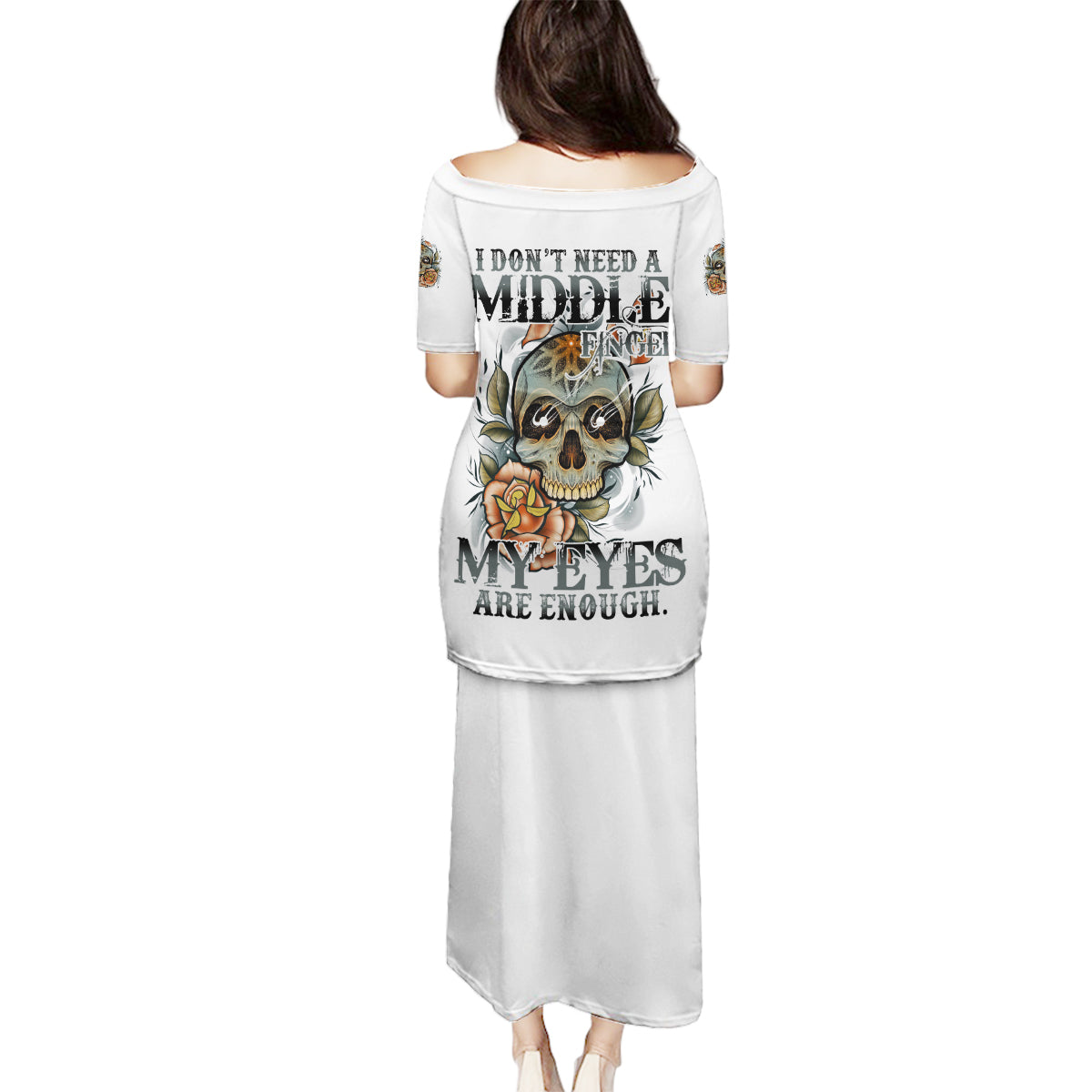 I Don't Need A Middle Skull Family Matching Puletasi Dress and Hawaiian Shirt - Wonder Print Shop