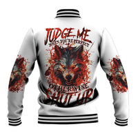 Judge Me When Wolf Baseball Jacket - Wonder Print Shop